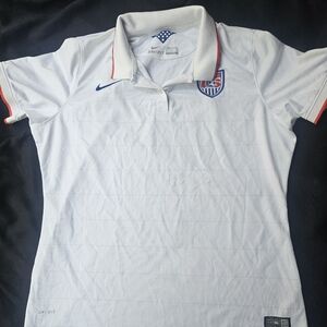 Nike Men's White Soccer Jersey with Red and Blue Accents